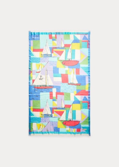 Women's Polo Ralph Lauren Graphic Sailboat Scarf | 468207IZK